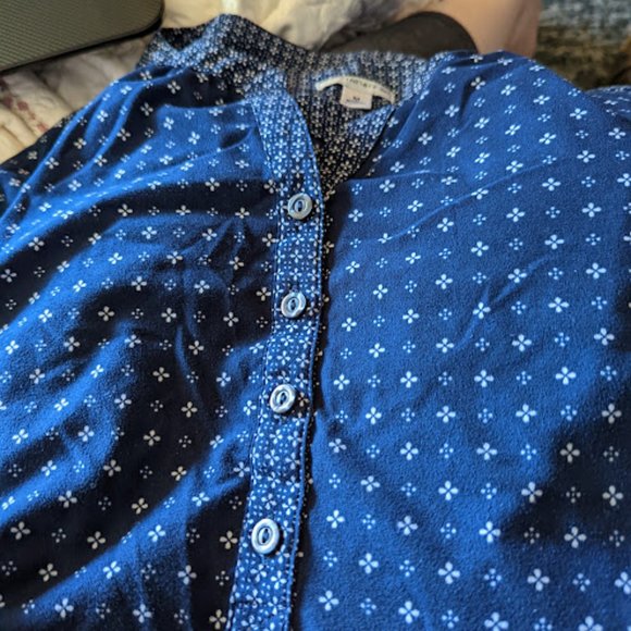 Dark Blue with White Pattern Shirt - 3/4 sleeves - Picture 5 of 6